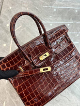 Load image into Gallery viewer, Birkin Style Bag - Real Leather Croc Pattern Version