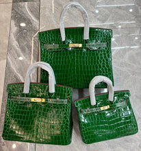 Load image into Gallery viewer, Birkin Style Bag - Real Leather Croc Pattern Version