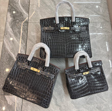 Load image into Gallery viewer, Birkin Style Bag - Real Leather Croc Pattern Version