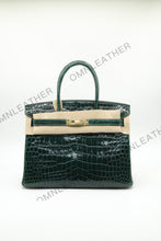 Load image into Gallery viewer, London 30 Birkin Style Saltwater Croc Leather Glossy Color