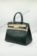 Load image into Gallery viewer, London 30 Birkin Style Saltwater Croc Leather Glossy Color