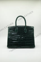Load image into Gallery viewer, London 30 Birkin Style Saltwater Croc Leather Glossy Color