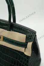 Load image into Gallery viewer, London 30 Birkin Style Saltwater Croc Leather Glossy Color