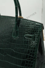Load image into Gallery viewer, London 30 Birkin Style Saltwater Croc Leather Glossy Color
