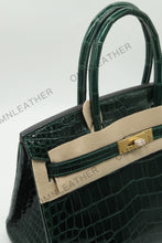 Load image into Gallery viewer, London 30 Birkin Style Saltwater Croc Leather Glossy Color