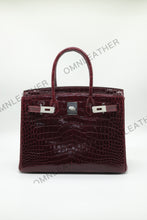 Load image into Gallery viewer, London 30 Birkin Style Saltwater Croc Leather Glossy Color