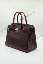 Load image into Gallery viewer, London 30 Birkin Style Saltwater Croc Leather Glossy Color