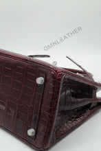 Load image into Gallery viewer, London 30 Birkin Style Saltwater Croc Leather Glossy Color