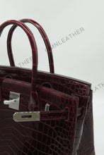 Load image into Gallery viewer, London 30 Birkin Style Saltwater Croc Leather Glossy Color