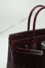 Load image into Gallery viewer, London 30 Birkin Style Saltwater Croc Leather Glossy Color