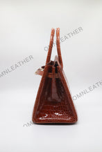 Load image into Gallery viewer, London 30 Birkin Style Saltwater Croc Leather Glossy Color