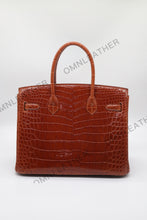 Load image into Gallery viewer, London 30 Birkin Style Saltwater Croc Leather Glossy Color