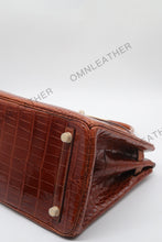 Load image into Gallery viewer, London 30 Birkin Style Saltwater Croc Leather Glossy Color