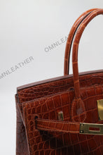 Load image into Gallery viewer, London 30 Birkin Style Saltwater Croc Leather Glossy Color
