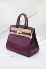 Load image into Gallery viewer, London 30 Birkin Style Saltwater Croc Leather Glossy Color