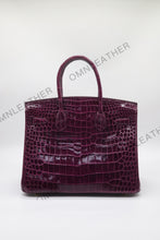 Load image into Gallery viewer, London 30 Birkin Style Saltwater Croc Leather Glossy Color