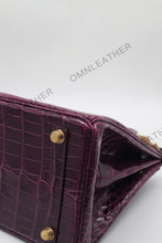 Load image into Gallery viewer, London 30 Birkin Style Saltwater Croc Leather Glossy Color