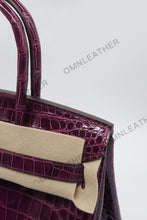 Load image into Gallery viewer, London 30 Birkin Style Saltwater Croc Leather Glossy Color
