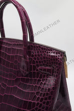 Load image into Gallery viewer, London 30 Birkin Style Saltwater Croc Leather Glossy Color