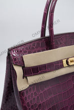 Load image into Gallery viewer, London 30 Birkin Style Saltwater Croc Leather Glossy Color