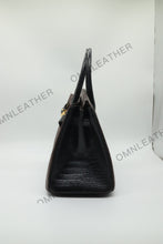 Load image into Gallery viewer, London 30 Birkin Style Saltwater Croc Leather Opaque Color Gold Hardware