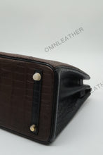 Load image into Gallery viewer, London 30 Birkin Style Saltwater Croc Leather Opaque Color Gold Hardware