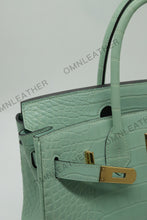 Load image into Gallery viewer, London 30 Birkin Style American Aligator Leather Opaque Color Gold Hardware