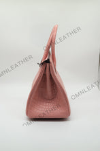 Load image into Gallery viewer, London 30 Birkin Style Saltwater Croc Leather Opaque Color Gold Hardware