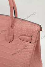 Load image into Gallery viewer, London 30 Birkin Style Saltwater Croc Leather Opaque Color Gold Hardware