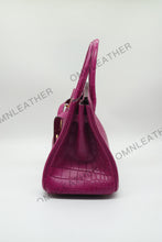 Load image into Gallery viewer, London 30 Birkin Style Saltwater Croc Leather Opaque Color Gold Hardware