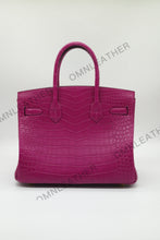 Load image into Gallery viewer, London 30 Birkin Style Saltwater Croc Leather Opaque Color Gold Hardware