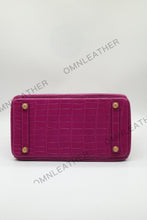 Load image into Gallery viewer, London 30 Birkin Style Saltwater Croc Leather Opaque Color Gold Hardware