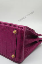 Load image into Gallery viewer, London 30 Birkin Style Saltwater Croc Leather Opaque Color Gold Hardware