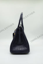 Load image into Gallery viewer, London 30 Birkin Style Saltwater Croc Leather Opaque Color Gold Hardware