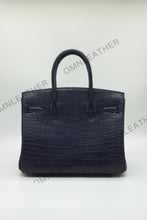 Load image into Gallery viewer, London 30 Birkin Style Saltwater Croc Leather Opaque Color Gold Hardware