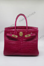 Load image into Gallery viewer, London 30 Birkin Style Saltwater Croc Leather Glossy Color