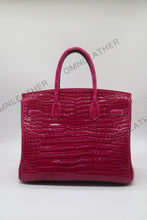 Load image into Gallery viewer, London 30 Birkin Style Saltwater Croc Leather Glossy Color