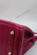 Load image into Gallery viewer, London 30 Birkin Style Saltwater Croc Leather Glossy Color