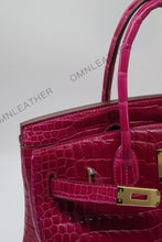 Load image into Gallery viewer, London 30 Birkin Style Saltwater Croc Leather Glossy Color