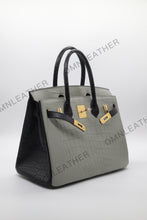 Load image into Gallery viewer, London 30 Birkin Style Saltwater Croc Leather Opaque Color Gold Hardware