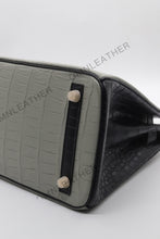 Load image into Gallery viewer, London 30 Birkin Style Saltwater Croc Leather Opaque Color Gold Hardware