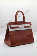 Load image into Gallery viewer, London 30 Birkin Style Saltwater Croc Leather Glossy Color