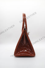 Load image into Gallery viewer, London 30 Birkin Style Saltwater Croc Leather Glossy Color