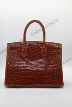 Load image into Gallery viewer, London 30 Birkin Style Saltwater Croc Leather Glossy Color