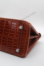 Load image into Gallery viewer, London 30 Birkin Style Saltwater Croc Leather Glossy Color