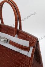 Load image into Gallery viewer, London 30 Birkin Style Saltwater Croc Leather Glossy Color