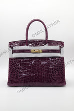 Load image into Gallery viewer, London 30 Birkin Style Saltwater Croc Leather Glossy Color