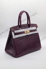Load image into Gallery viewer, London 30 Birkin Style Saltwater Croc Leather Glossy Color