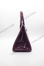Load image into Gallery viewer, London 30 Birkin Style Saltwater Croc Leather Glossy Color