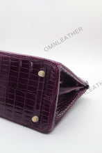Load image into Gallery viewer, London 30 Birkin Style Saltwater Croc Leather Glossy Color